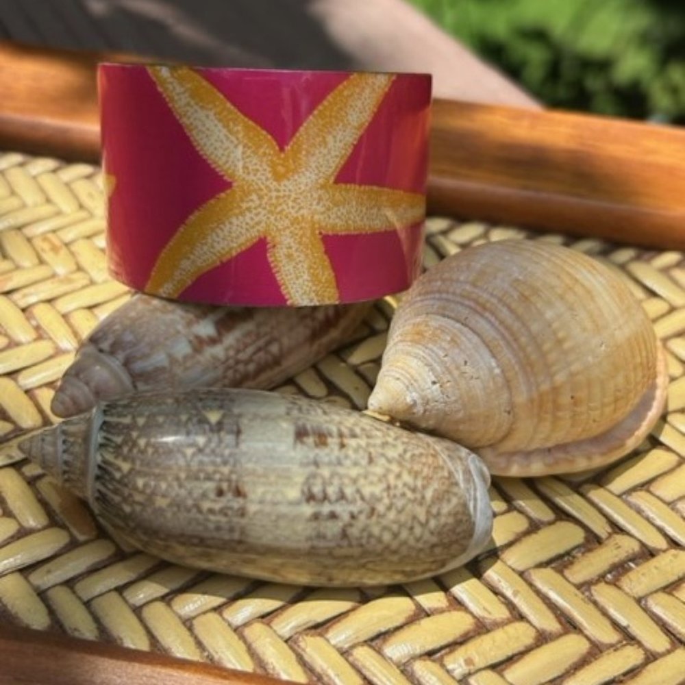 🏖️Enameled Pink Golden Starfish CUFF BRACELET